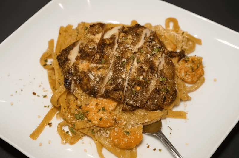 Homemade Jerk Chicken Shrimp Alfredo Recipe