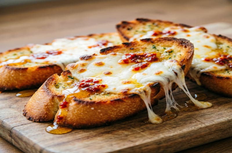 Yummy Cheesy Galic Bread With Hot Honey