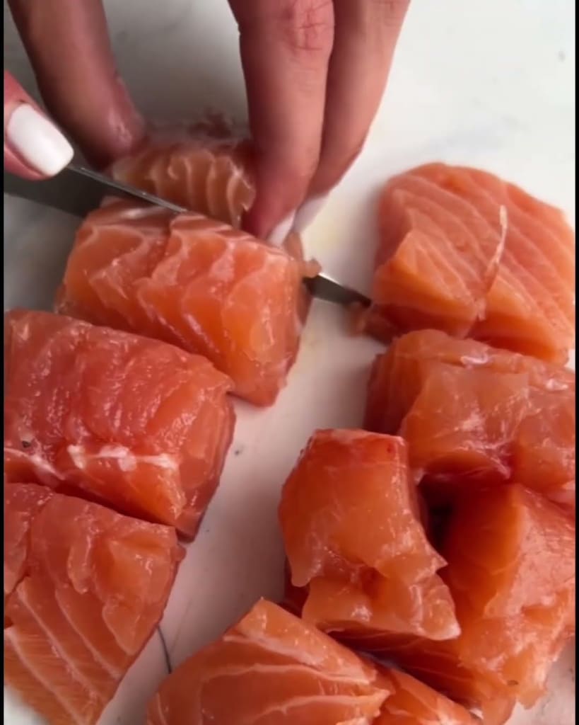 cut up salmon