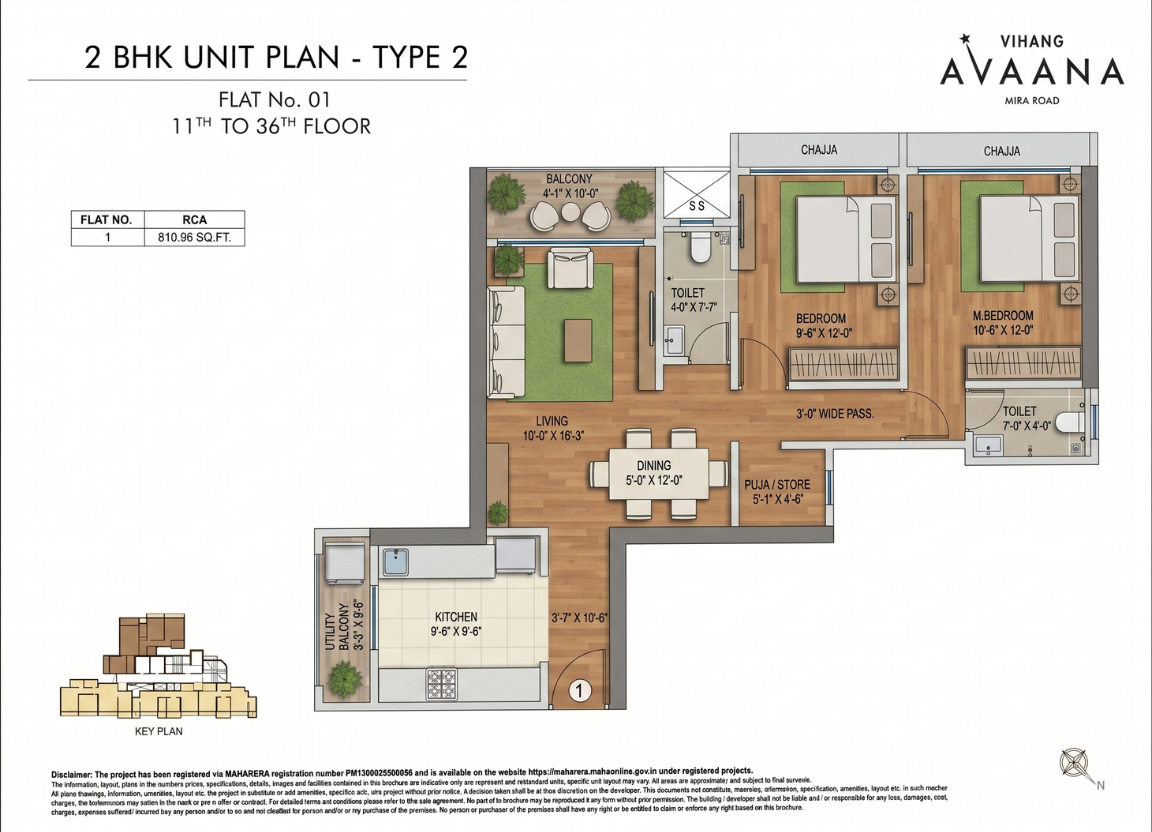 2 BHK Detailed Floor Plan