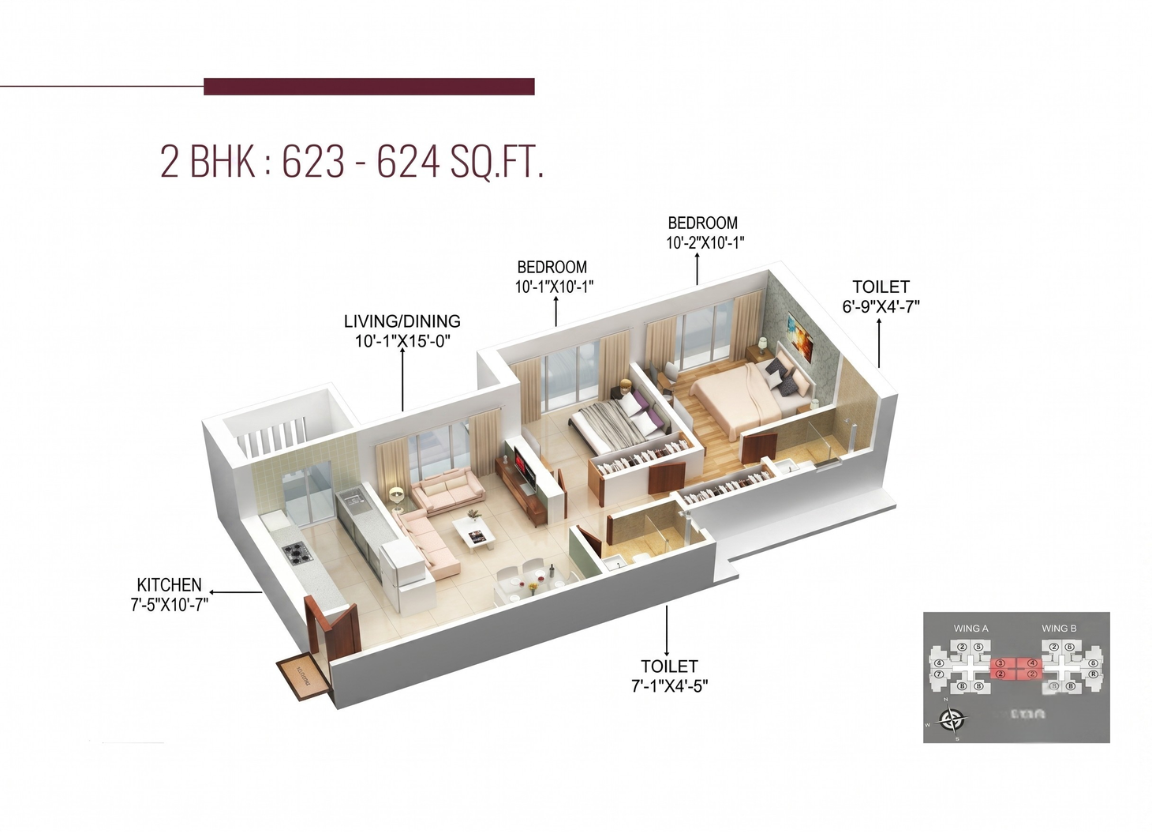 2 BHK Layout 1