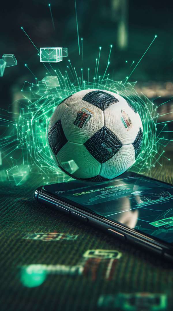 A smartphone with a soccer ball on it.