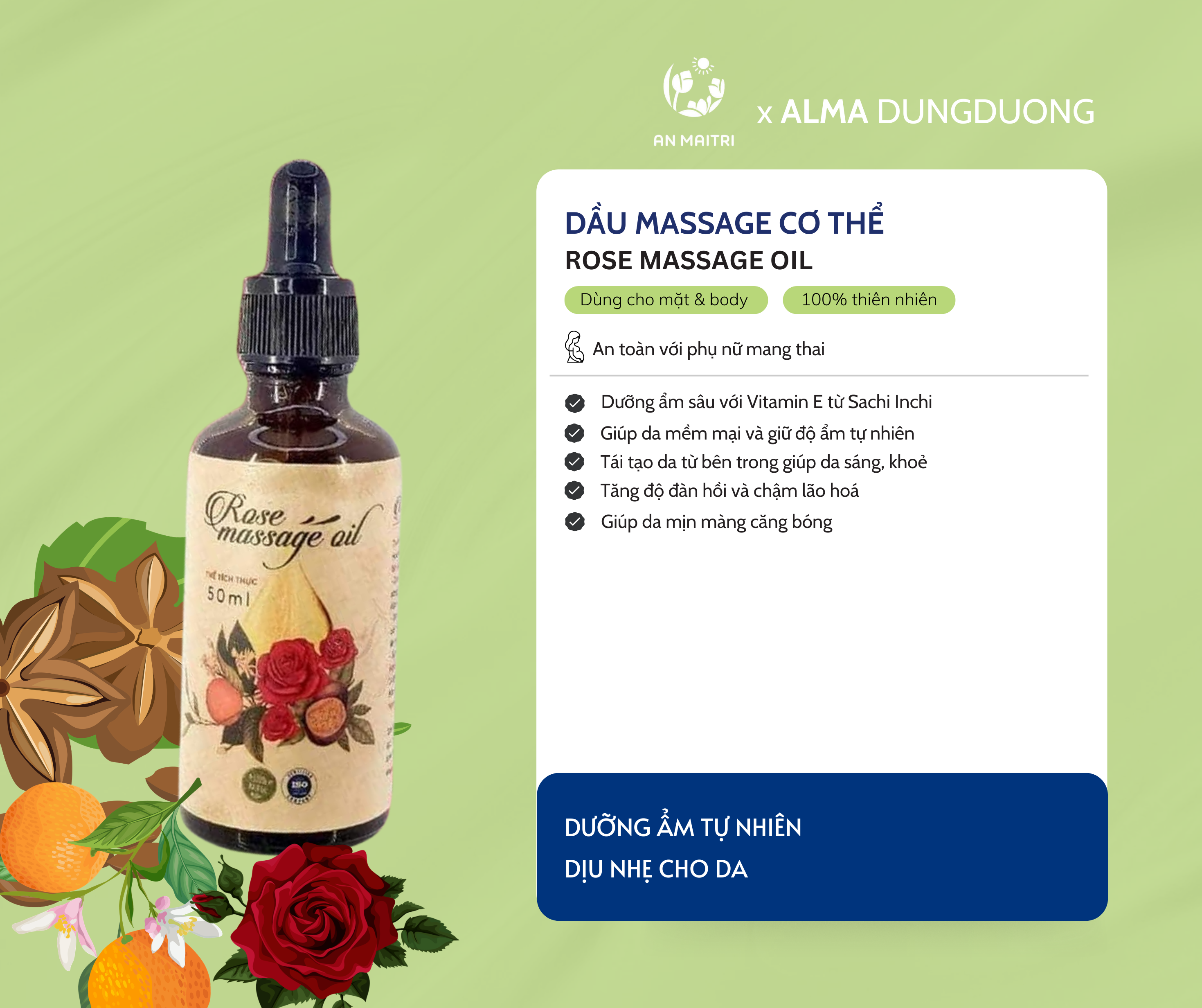 Dầu massage Hoa hồng