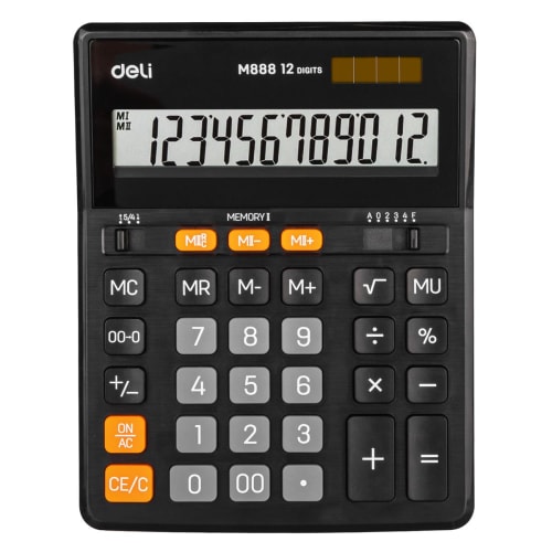 Deli M888 калькуляторы, қара-қызғылт сары