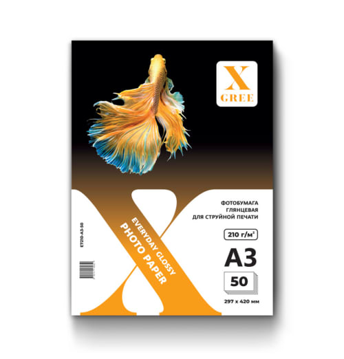X-GREE EVERYDAY E7210-A3-50 жылтыр фотоқағазы, A3, 210 г/м², 50 парақ