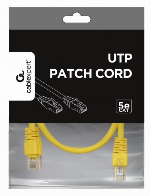 Патч-корд Cablexpert PP12-0.5M/Y, UTP Cat 5e, 0,5 м, жёлтый
