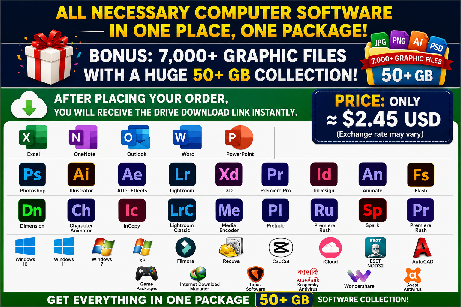 All Essential PC Software in One Package! | PC Software Combo Pack (Lifetime License)