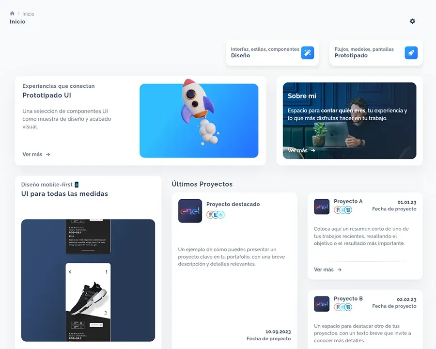 Captura de pantalla principal del proyecto Dashboard Portfolio