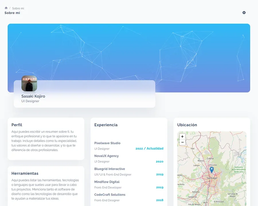 Captura de pantalla secundaria del proyecto Dashboard Portfolio
