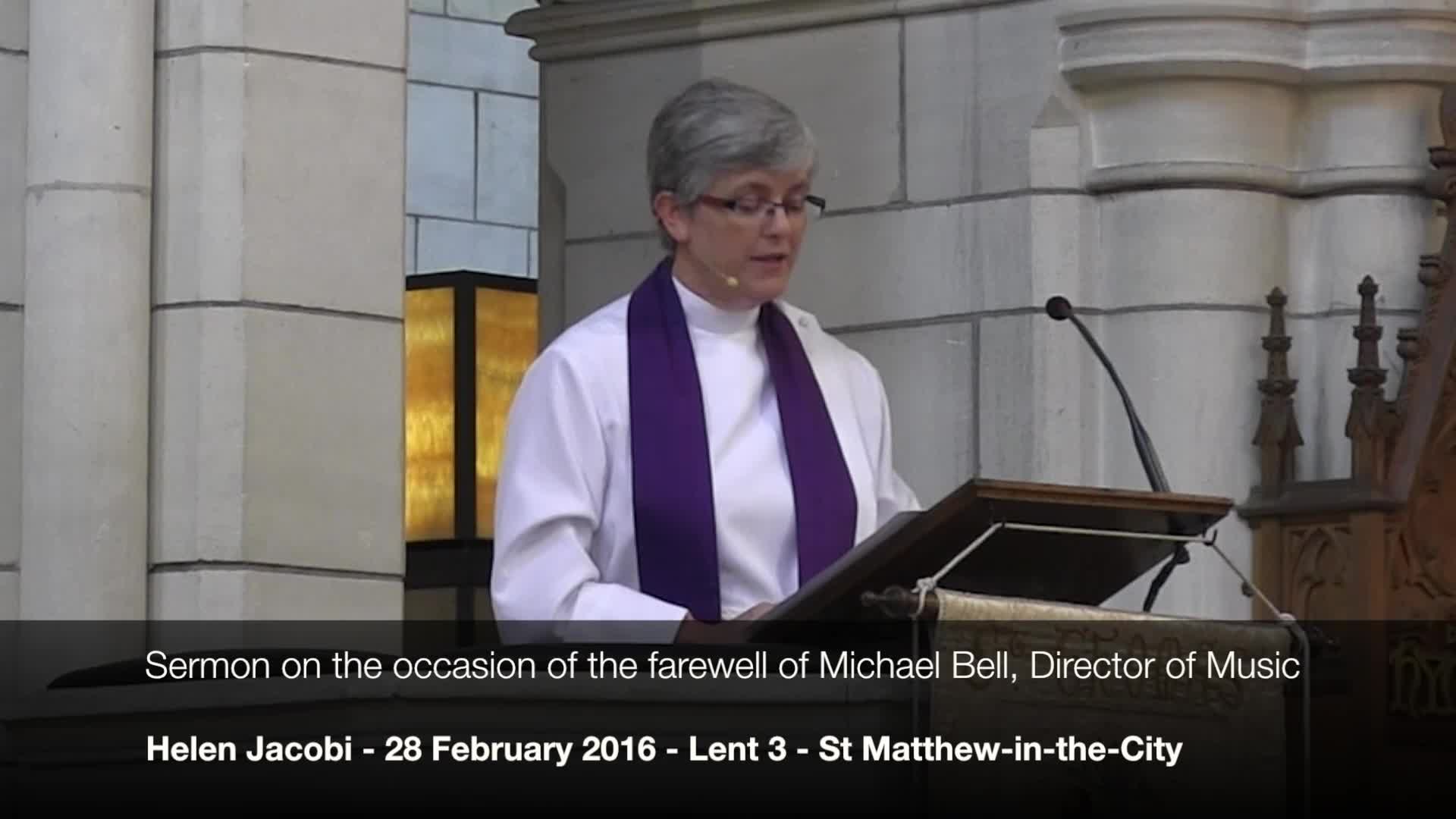 Farewell sermon for Michael Bell