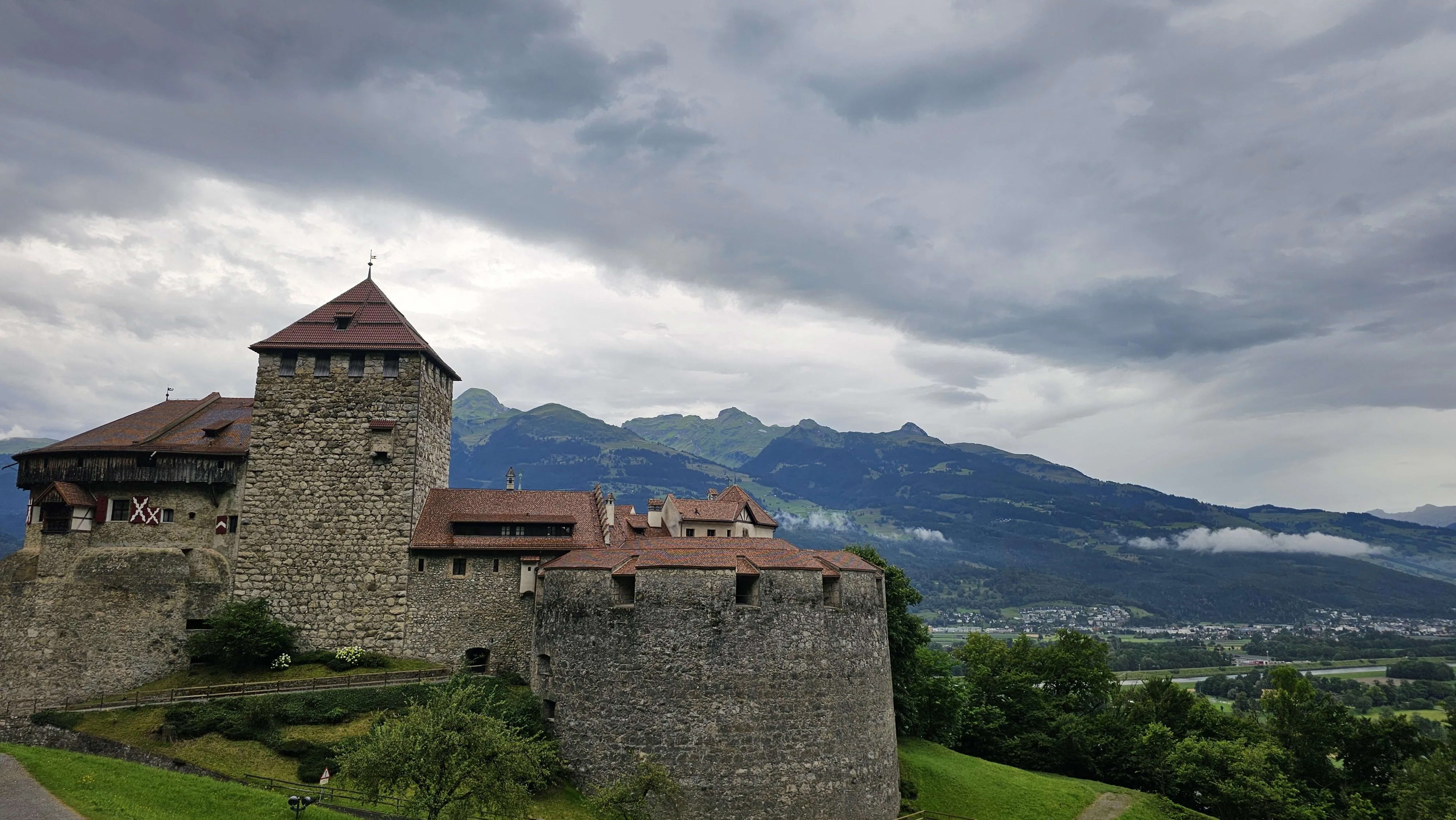 Driving through Liechtenstein and into Austria on a clear summer day