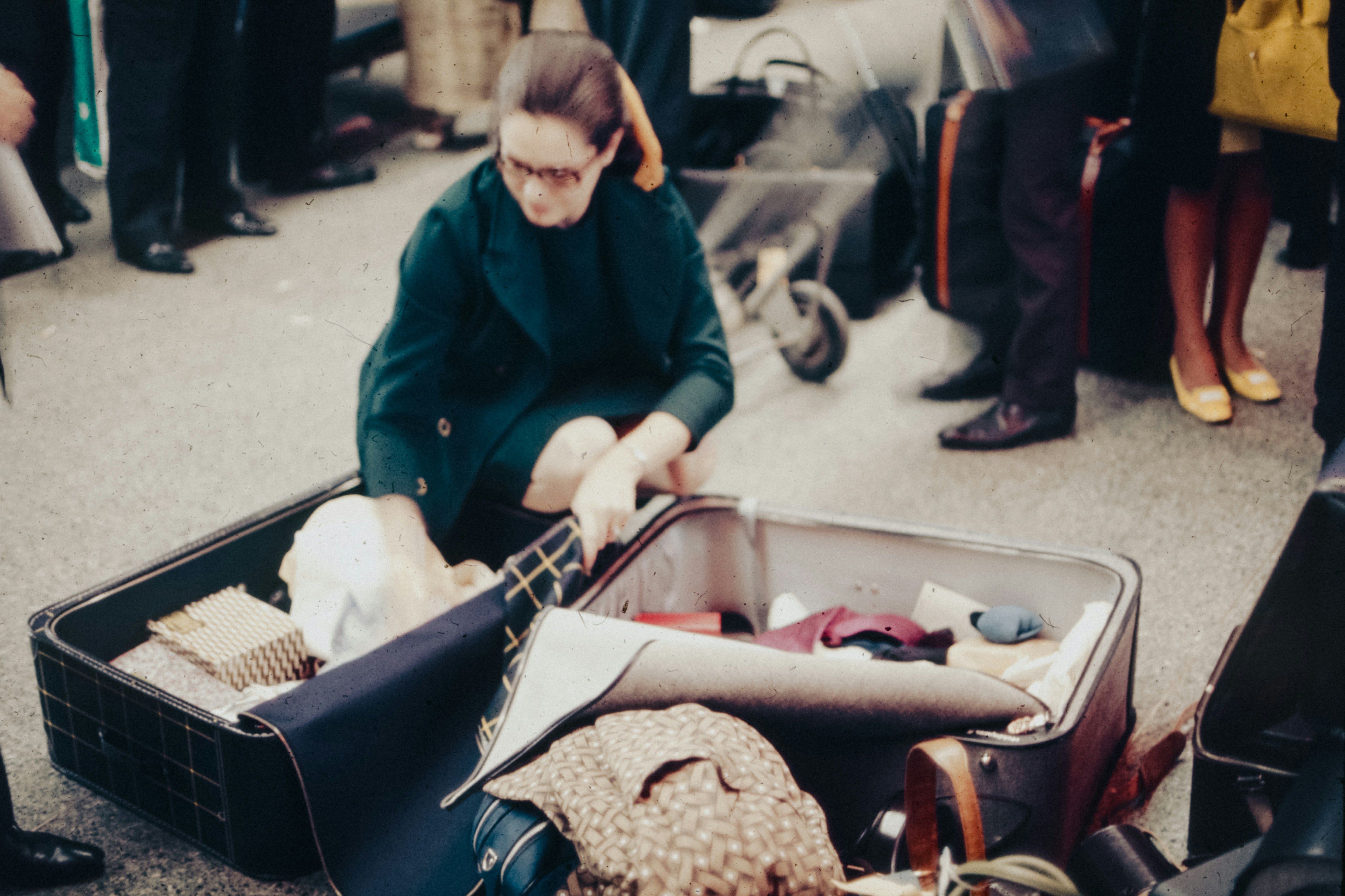 Repacking an overstuffed suitcase