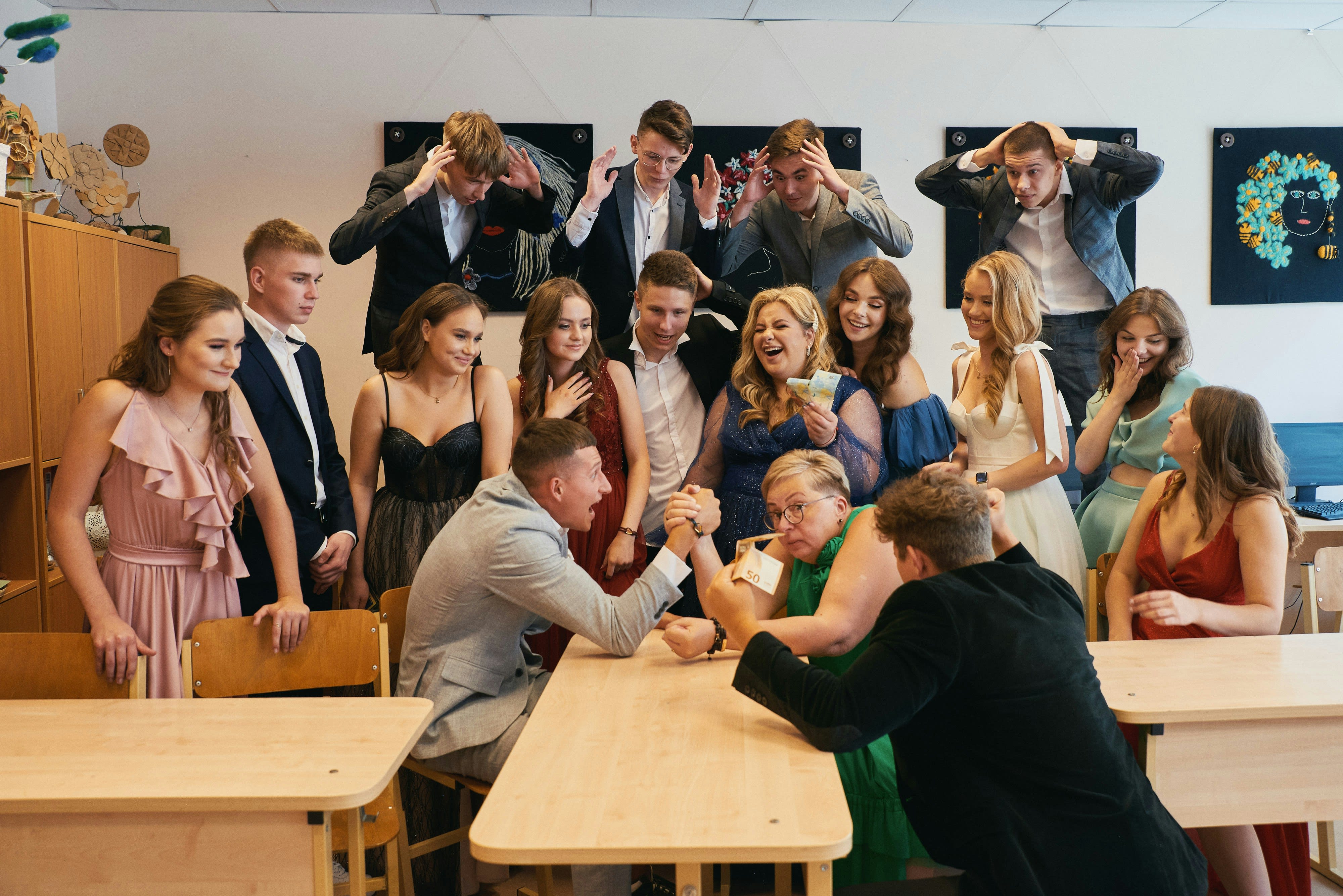 High school classmates celebrating together