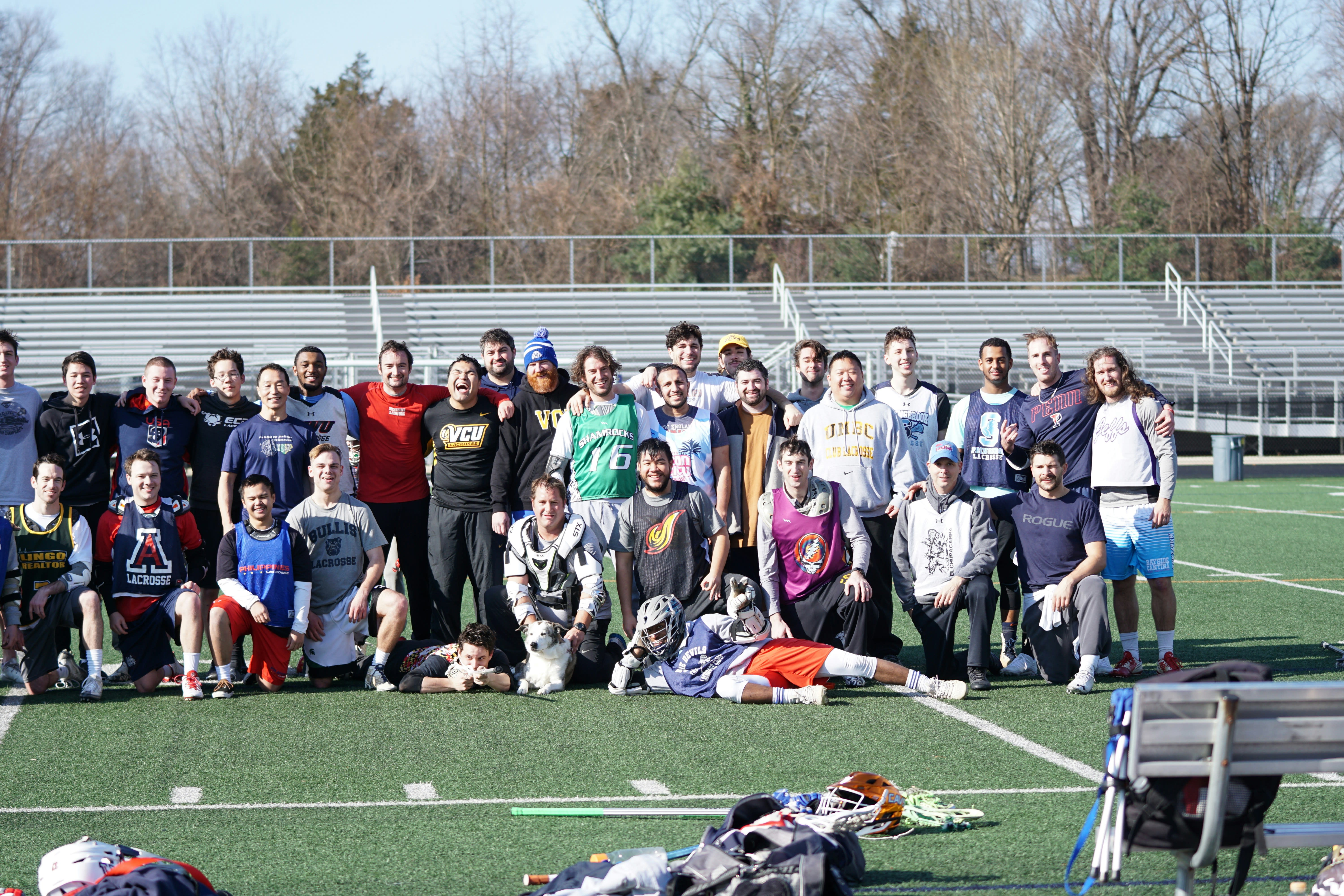 Sports team group photo on the field