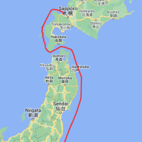 Route taken from Yokohama to Otaru