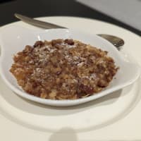 Apple Brown Betty with vanilla ice cream