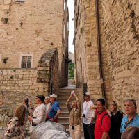 Narrow passageway between property walls