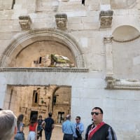 Outside looking into the gated courtyard