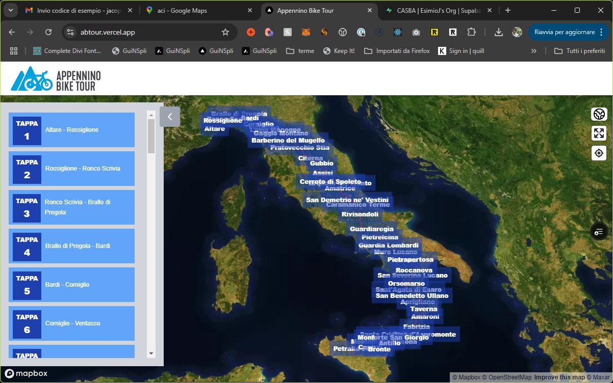 Screenshot della piattaforma ABTour