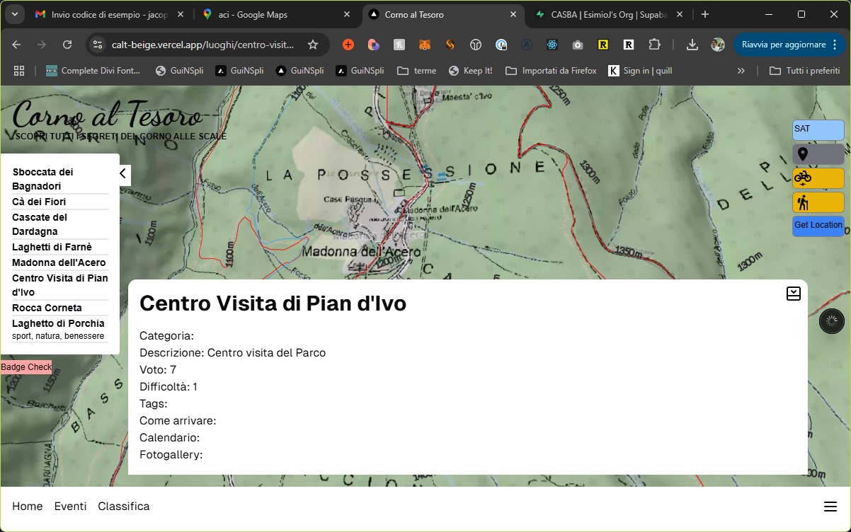 Screenshot della piattaforma CALT
