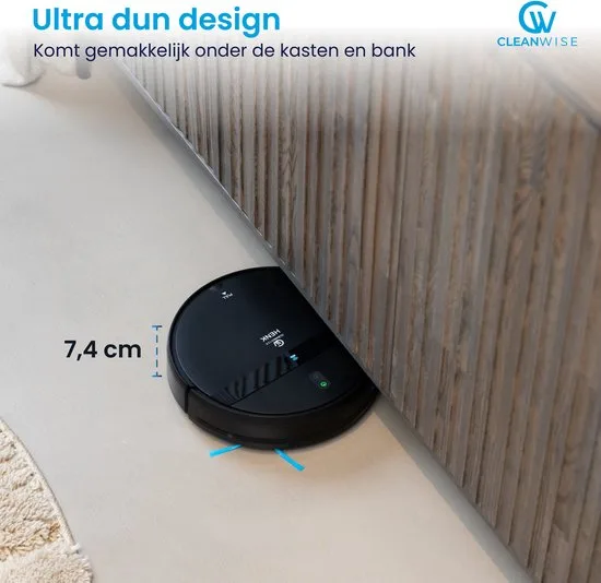 CleanWise Henk – Robotstofzuiger met dweilfunctie en laadstation – 4500 Pa zuigkracht, 5 schoonmaakmodi, app- en spraakbediening, ideaal voor huisdieren, harde vloeren & tapijt - afbeelding 5