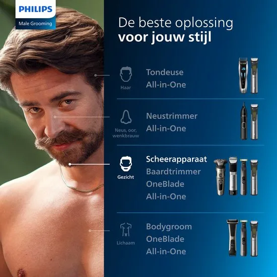 Philips Shaver 5000 Series S5466/17 - Elektrisch scheerapparaat – met trimmer – mannen - Blauw - afbeelding 4