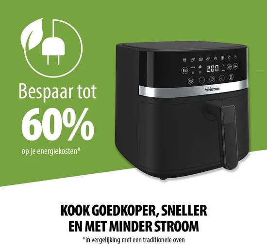 Tristar Airfryer FR-9416 - 6L - Grote Capaciteit XL - PFAS Vrij - 8 programma's - Warmhoudfunctie - 1700 Watt - afbeelding 5