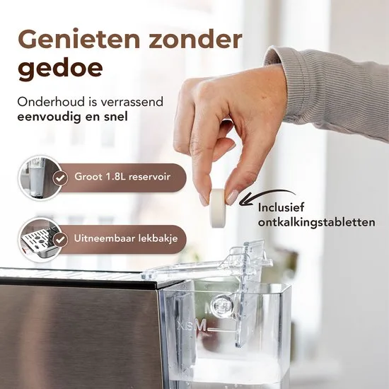 LunaSea's RVS Pistonmachine - Espressomachine - 20 Bar - 1.8L Waterreservoir - Kopjesverwarmer - Inclusief Ontkalkingstabletten - afbeelding 4