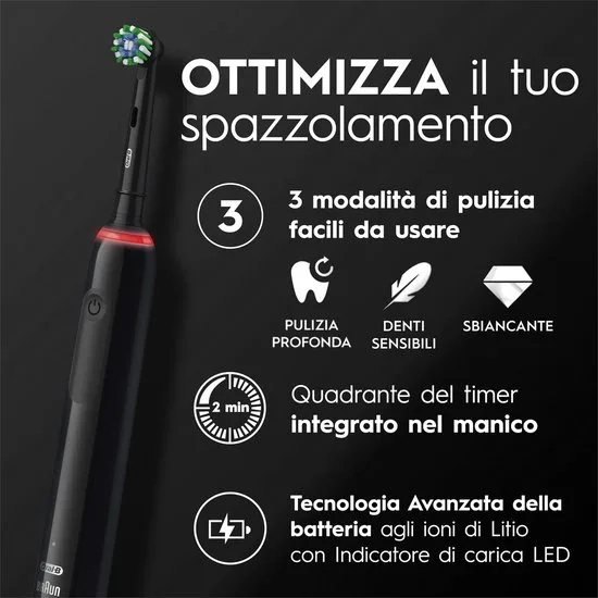 ORAL-B Pro3 3000 Cross Action - Elektrische Tandenborstel - 2 opzetborstels - afbeelding 4