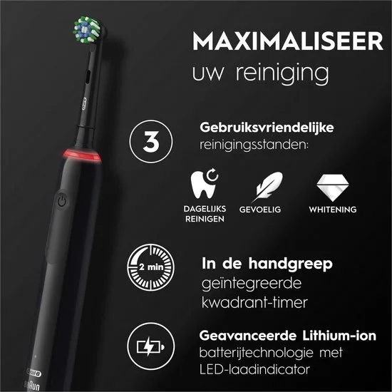 ORAL-B Pro3 3000 Cross Action - Elektrische Tandenborstel - 2 opzetborstels - afbeelding 5