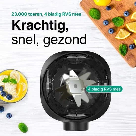 Smoothie Blender to go met 2x Beker 600ML – Maker - Zwart – Vivid Green - afbeelding 5