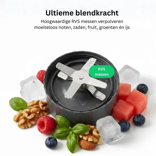 Nutribullet Exclusive Blender - 900 Watt - Smoothie Maker - Incl. To Go Accessoires - Incl. Twee 900 ml Drinkbekers - Bewaardeksel - To Go Deksel - Incl. Drinkring - BPA- en BPS-vrij - Zwart - afbeelding 4