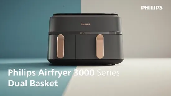 Philips 3000 Series Dual Airfryer - NA351/00 - Dubbele Mand - 9L - Tot 6 Personen - Zwart/Zilver - afbeelding 2