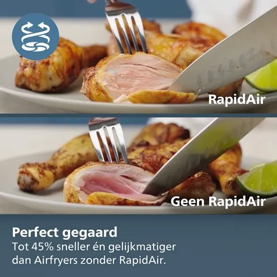 Philips 3000 Series Dual Airfryer - NA351/00 - Dubbele Mand - 9L - Tot 6 Personen - Zwart/Zilver - afbeelding 4