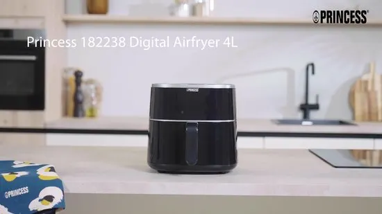 Princess Digitale Airfryer 182238 - 4 liter - PFAS vrij - Groot - Heteluchtfriteuse - Zwart - Digital Touchscreen - 8 Automatische Programma's - Inclusief in hoogte verstelbaar Grillrack - afbeelding 2