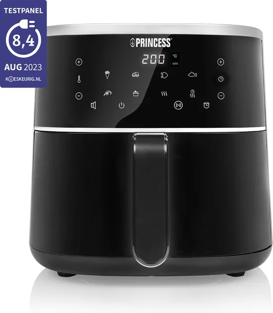 Princess Digitale Airfryer 182238 - 4 liter - PFAS vrij - Groot - Heteluchtfriteuse - Zwart - Digital Touchscreen - 8 Automatische Programma's - Inclusief in hoogte verstelbaar Grillrack - afbeelding 4