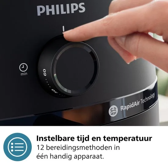 Philips 1000 Series Airfryer - NA120/00 - Draaiknopbediening - 4.2L - Tot 4 Personen - Zwart - afbeelding 3