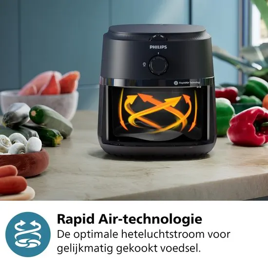 Philips 1000 Series Airfryer - NA120/00 - Draaiknopbediening - 4.2L - Tot 4 Personen - Zwart - afbeelding 4