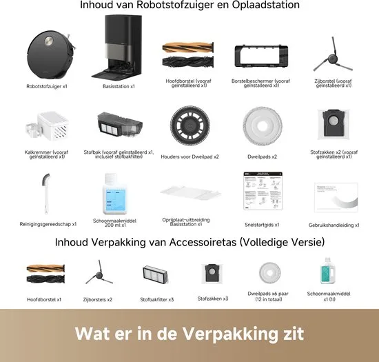 Dreame X50 Ultra Complete - Robotstofzuiger met dweilfunctie - Geschikt voor huisdierharen - Complete Accessoires kit - Eenvoudig schoonmaken van laag meubilair - Zwart - afbeelding 5