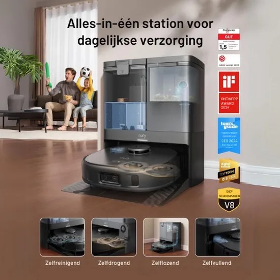 eufy Clean X10 Pro Omni Robotstofzuiger met dweil - Robot Vacuum 8000 Pa zuigkracht, tapijt detectie AI-obstakel vermijding, wast en droogt de dweil, automatisch legen en vullen - afbeelding 3