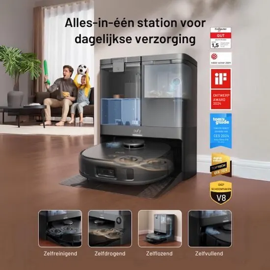 eufy X10 Pro Omni - Complete Robotstofzuiger met dweil en Vervangingssets - Robot Vacuum 8000 Pa zuigkracht - Tapijt detectie AI-obstakel vermijding - Wast en droogt de dwei - Automatisch legen en vullen - afbeelding 2
