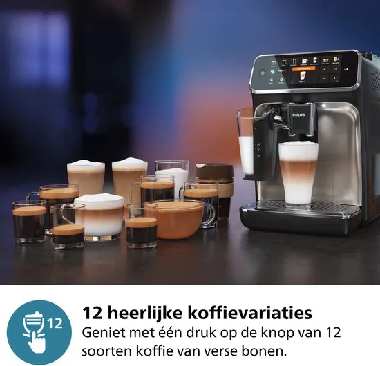 Philips 5400 Series - Espressomachine - 12 Verschillende Dranken - LatteGo Melksysteem - Keramische molen - AquaClean Filter - Volautomatisch - Zwart & Zilver- EP5447/90 - afbeelding 4