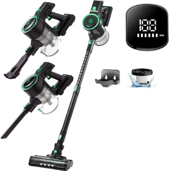 AG4100 Steelstofzuiger Draadloos - Stofzuiger Zonder Zak - Velvet Green - Geschikt voor Dierenharen - Krachtig - Kruimeldief - Draadloze Stofzuigers - Steelstofzuigers - Kruimelzuiger - Compact & Licht