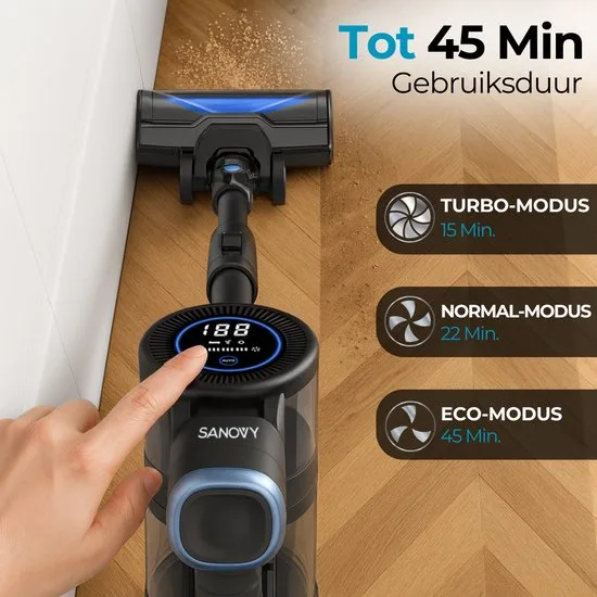 Sanovy Turbo Flex X28 Steelstofzuiger Draadloos - Zonder Zak - Op Accu - 350W - 28Kpa - Met Opzetstukken - Draadloze Stofzuiger Zonder Zak - afbeelding 4