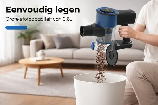 MYBOT E6 Advanced - Steelstofzuiger met Dweilfunctie - 250W - 20Kpa - 3 Zuigniveaus - Vacuum Cleaner - Steelstofzuiger Draadloos - Zonder Zak - Op Accu - Kruimeldief - afbeelding 3
