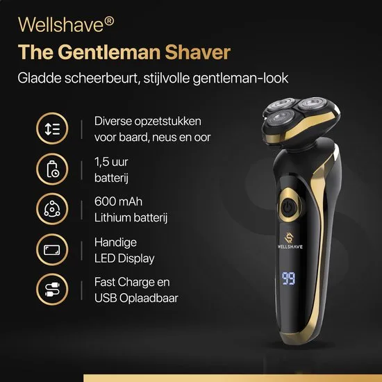 Wellshave 4 in 1 Scheerapparaat Elite - Scheerapparaat voor Mannen - Met Trimmer en Neustrimmer - Elektrische scheerapparaat - Scheren - Baardtrimmer - afbeelding 3