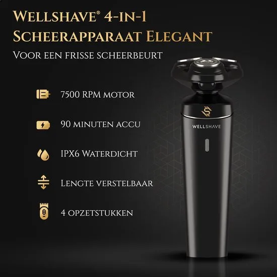 Wellshave 4 in 1 Scheerapparaat Mannen - Met Trimmer & Neustrimmer - Elektrisch Scheerapparaat- Nat en droog - Scheerapparaten - Scheren - Baardtrimmer - afbeelding 3