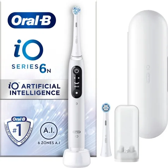Oral-B iO 6N Elektrische Tandenborstel - Wit - inclusief Reisetui, Opzetborstelhouder en extra Opzetborstel - afbeelding 3