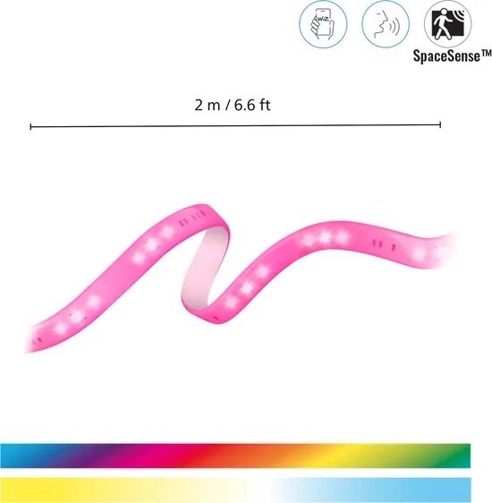 WiZ LED strip - Starterset - 2 meter - RGB+W - Makkelijke installatie - Gekleurd en Wit Licht - Wi-Fi - RGB; één kleur tegelijk - afbeelding 2