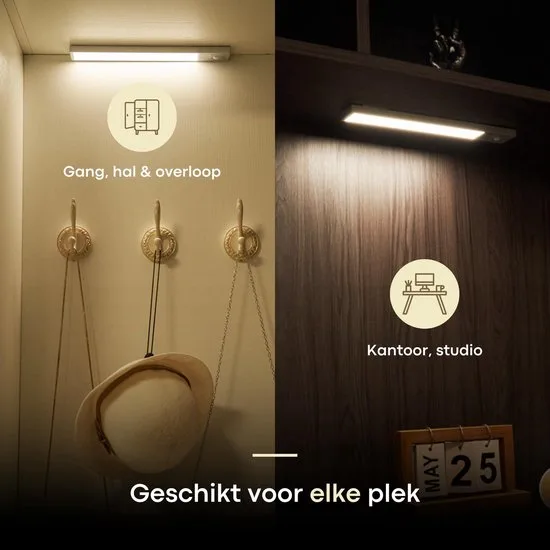 Boscer Led Lamp - 30 CM - Bewegingssensor - Lichtsensor - Magnetisch Ophangbaar - USB-C Oplaadbaar - Trapverlichting - Keukenlamp - Nachtlamp - LED Strip - Eenvoudig bedienbaar bedieningspaneel - afbeelding 2